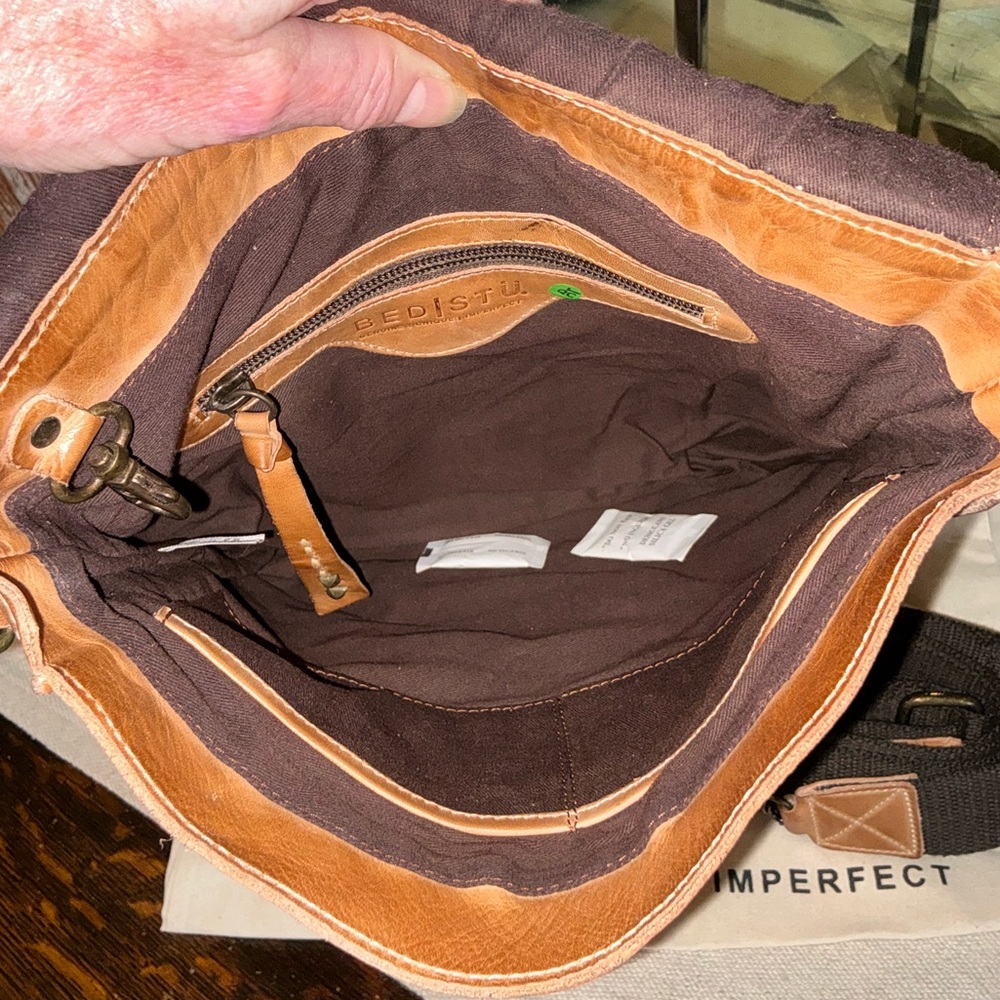 NWT Bed Stu Leather Venice Beach II Patchwork Crossbody Bag Tan MR MSRP $295 - Picture 11 of 14